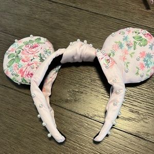 Floral print with pearl ears headband